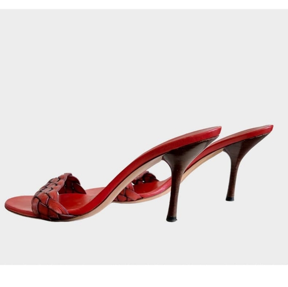 GUCCI Red leather slide sandal kitty heels - Picture 8 of 11